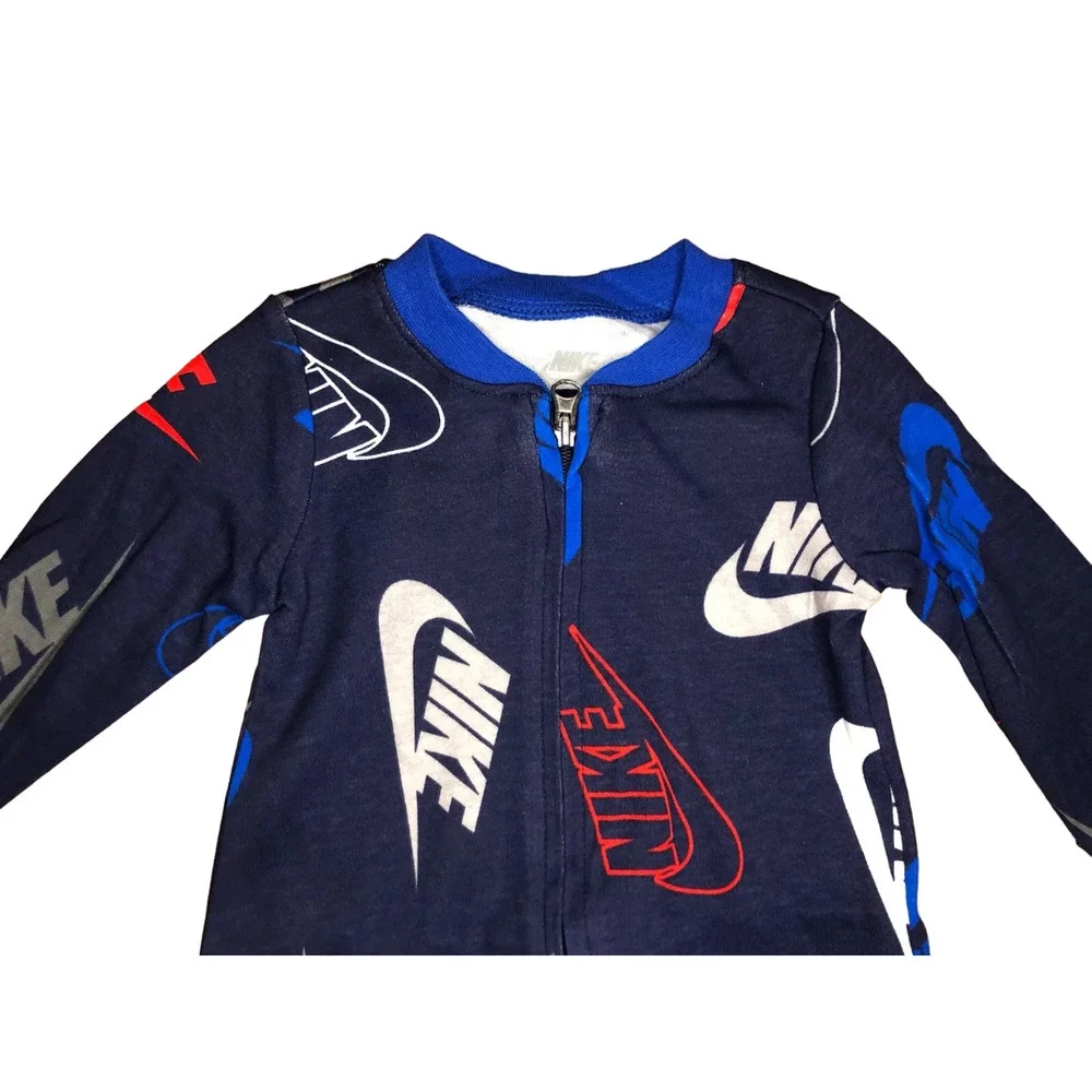 Nike Footed Pajamas Convertible Hand Mits Baby Zip Sleepwear Size 6 Months New